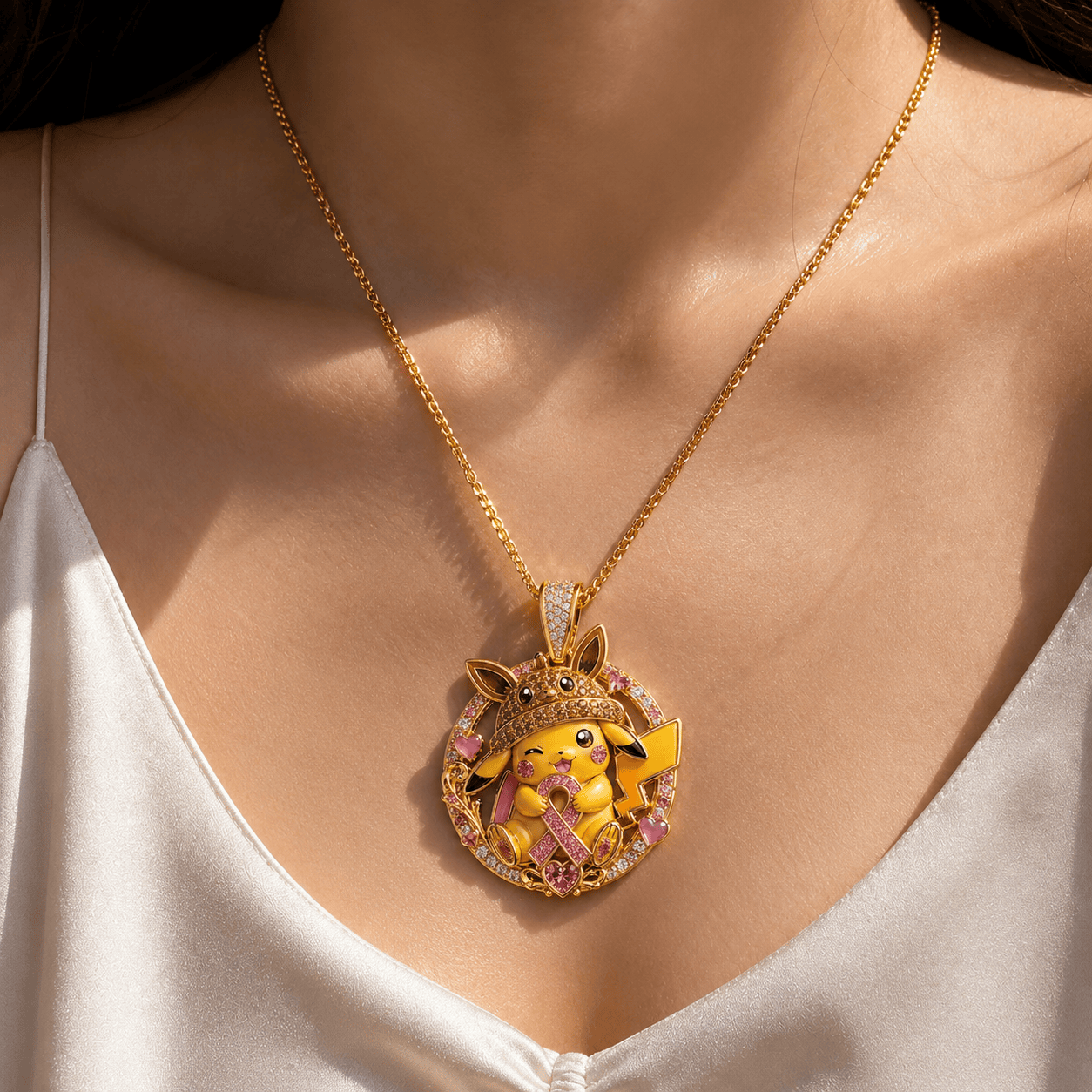 PKM Solid Gold Chain with Diamond Pendant PDL